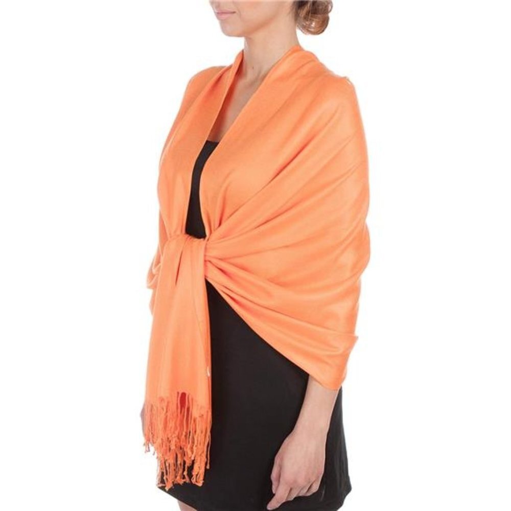Silky Solid Soft Shawl Wrap Stole, Peach